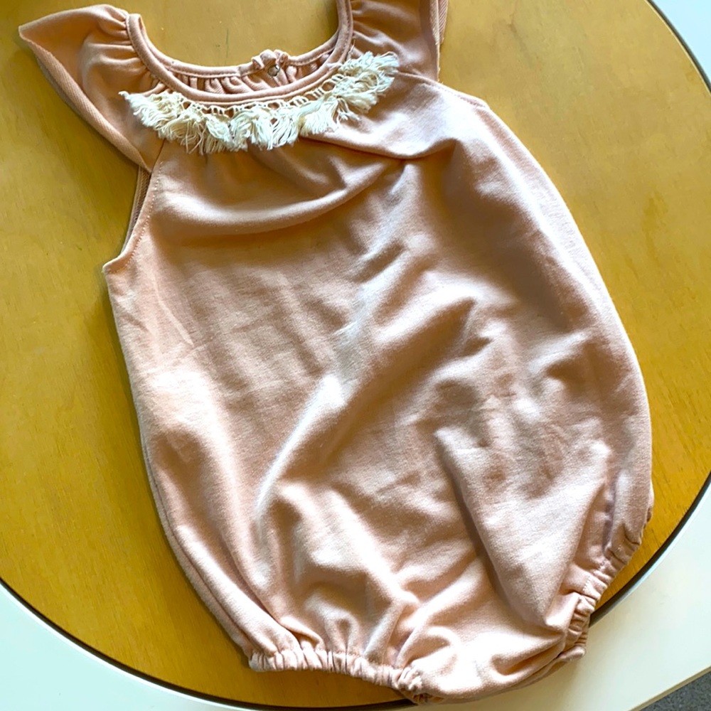 Million Polkadots pink frill romper